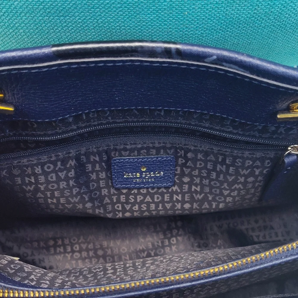 Kate Spade Blue and White Shoulder Bag with Floral Design - Picture 12 of 14